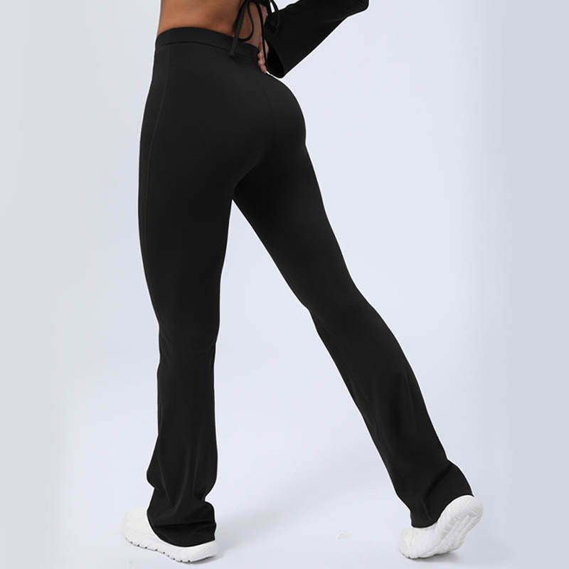 Buddha Stones Long Sleeve Backless Strap Top Bra Flare Pants Fitness Yoga Outfit - image 44