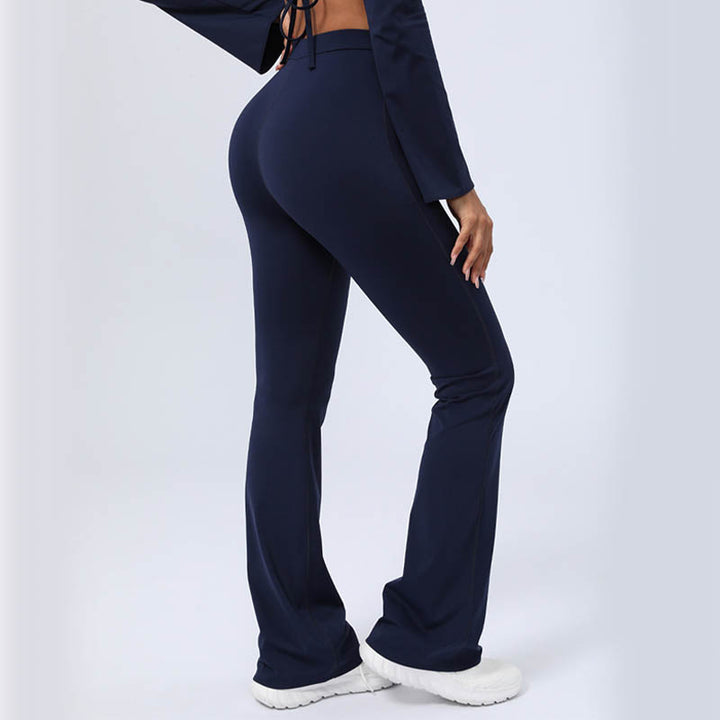 Buddha Stones Long Sleeve Backless Strap Top Bra Flare Pants Fitness Yoga Outfit - image 30