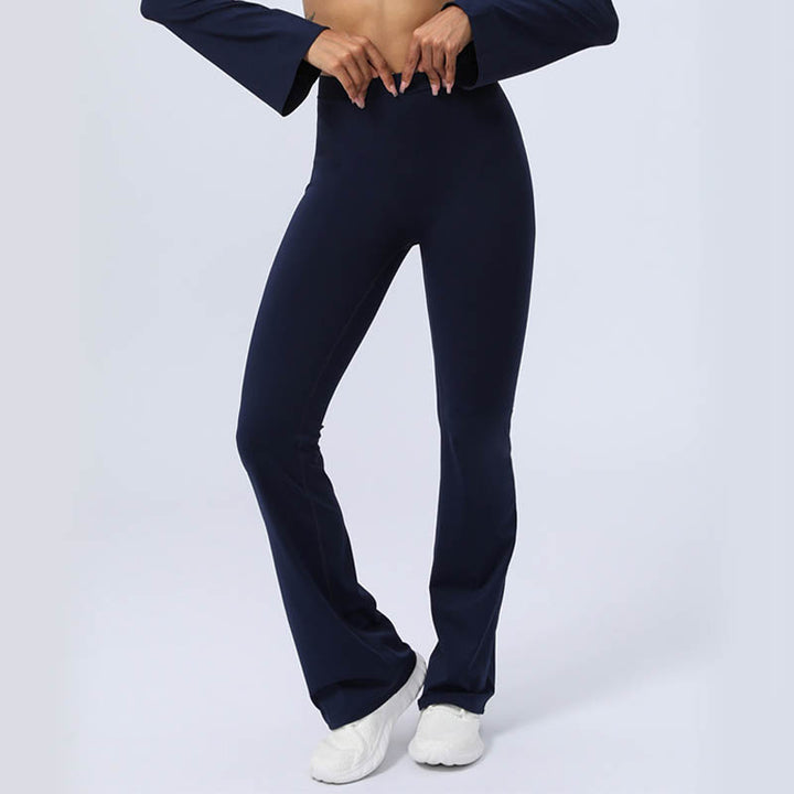 Buddha Stones Long Sleeve Backless Strap Top Bra Flare Pants Fitness Yoga Outfit - image 29