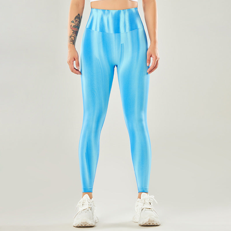 Buddha Stones Seamless Tie Dye Print Pants Sports High Waist Leggings Women's Yoga Pants - Blue - L(Waist 67cm/Hips 78cm/Length 86cm) - image 13