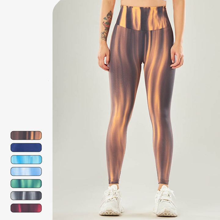 Buddha Stones Seamless Tie Dye Print Pants Sports High Waist Leggings Women's Yoga Pants - image 4