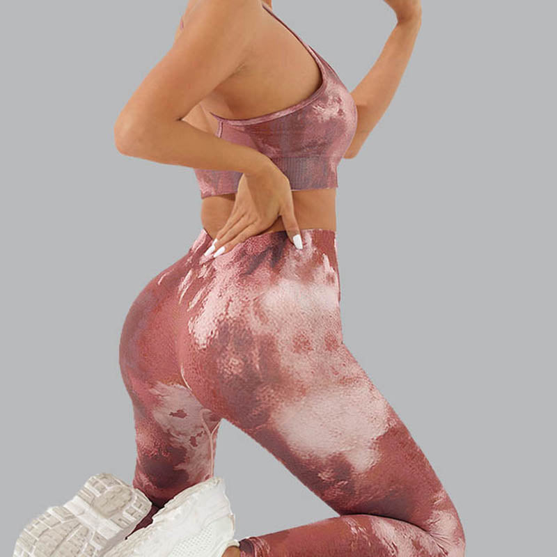 Buddha Stones 2Pcs Camo Print Backless Criss-Cross Strap Top Bra Shorts Leggings Pants Fitness Yoga Outfit Set - image 14