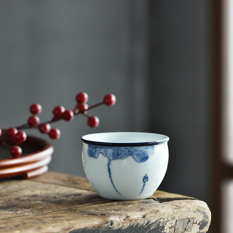 Buddha Stones Koi Fish Lotus Flower Leaf Mountains Tree Ceramic Teacup Kung Fu Tea Cup 130ml - Lotus Leaf 7.7cm*5.1cm*130ml - image 6