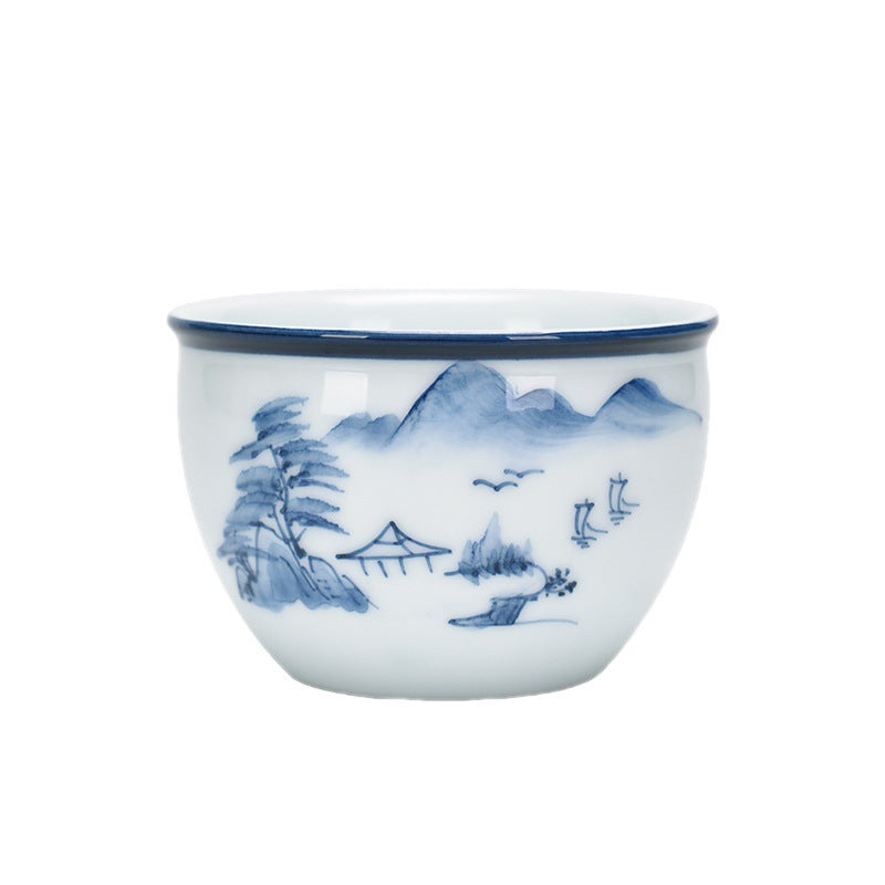 Buddha Stones Koi Fish Lotus Flower Leaf Mountains Tree Ceramic Teacup Kung Fu Tea Cup 130ml - image 10