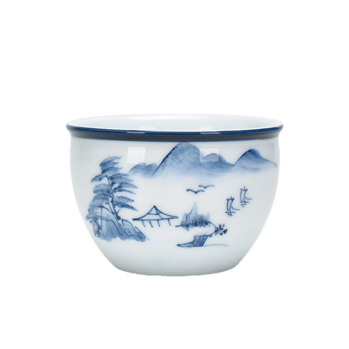 Buddha Stones Koi Fish Lotus Flower Leaf Mountains Tree Ceramic Teacup Kung Fu Tea Cup 130ml - image 10