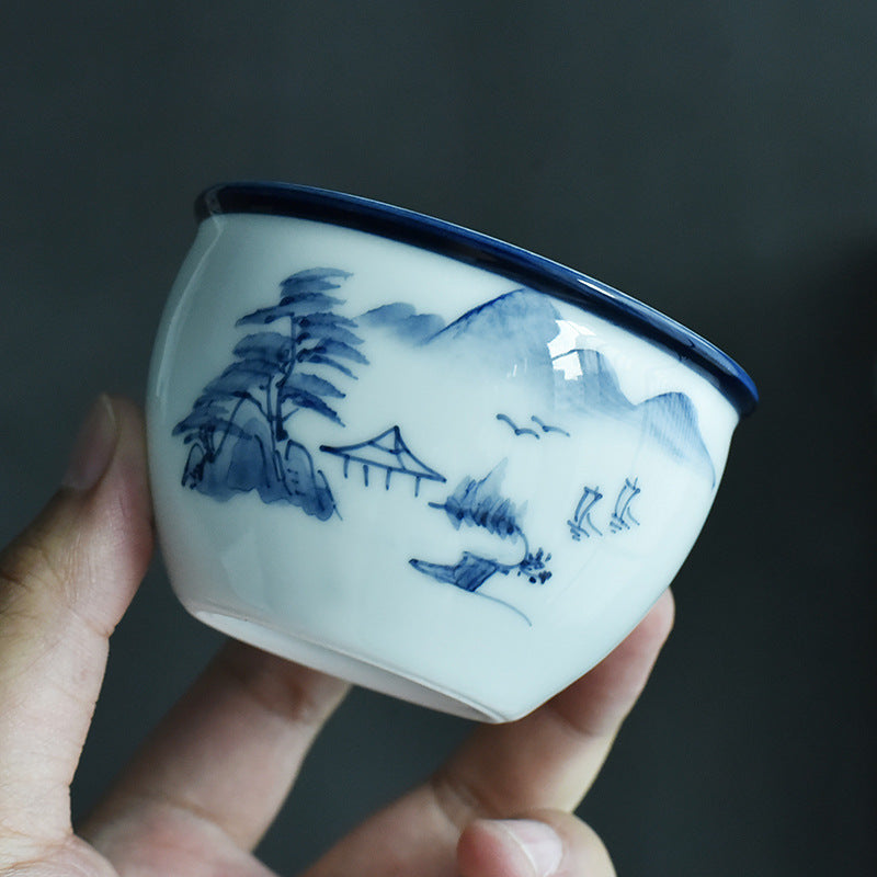 Buddha Stones Koi Fish Lotus Flower Leaf Mountains Tree Ceramic Teacup Kung Fu Tea Cup 130ml - image 9
