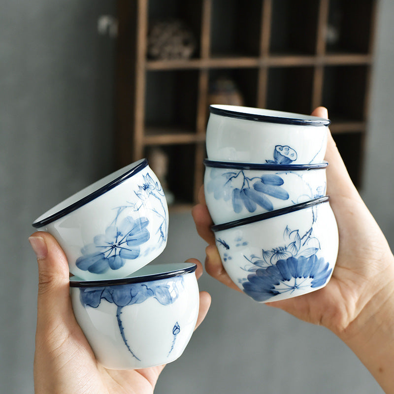 Buddha Stones Koi Fish Lotus Flower Leaf Mountains Tree Ceramic Teacup Kung Fu Tea Cup 130ml - image 3