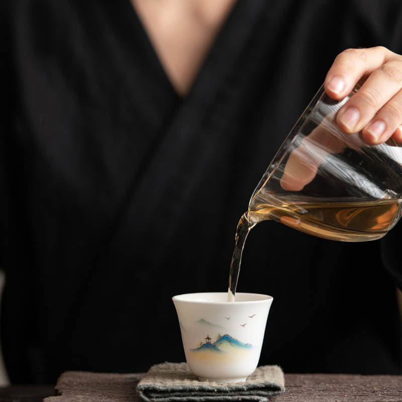 Buddha Stones Lotus Flower Leaf Mountain Pavilion Elk Peony Ceramic Teacup Kung Fu Tea Cup - image 7