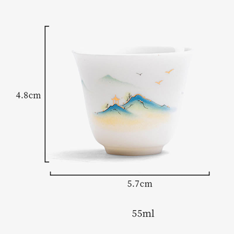 Buddha Stones Lotus Flower Leaf Mountain Pavilion Elk Peony Ceramic Teacup Kung Fu Tea Cup - image 11