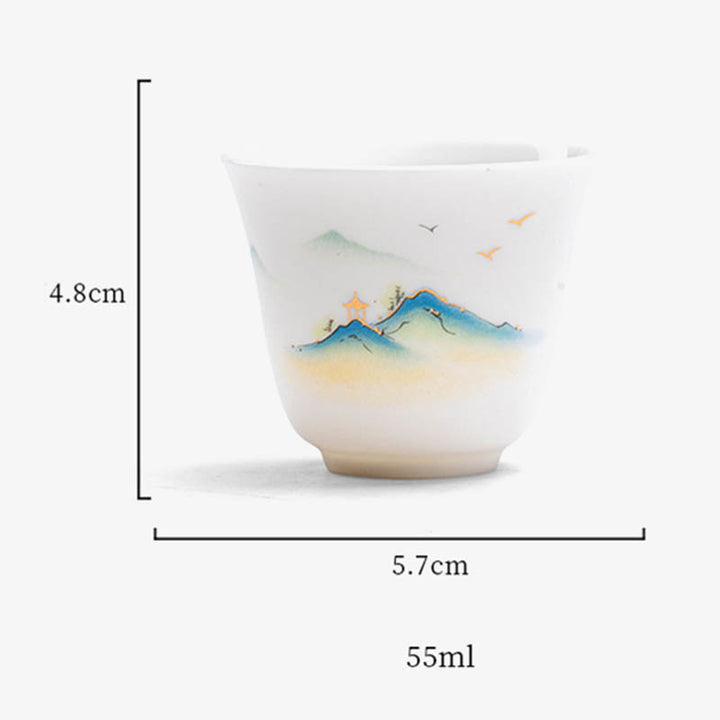 Buddha Stones Lotus Flower Leaf Mountain Pavilion Elk Peony Ceramic Teacup Kung Fu Tea Cup - image 11