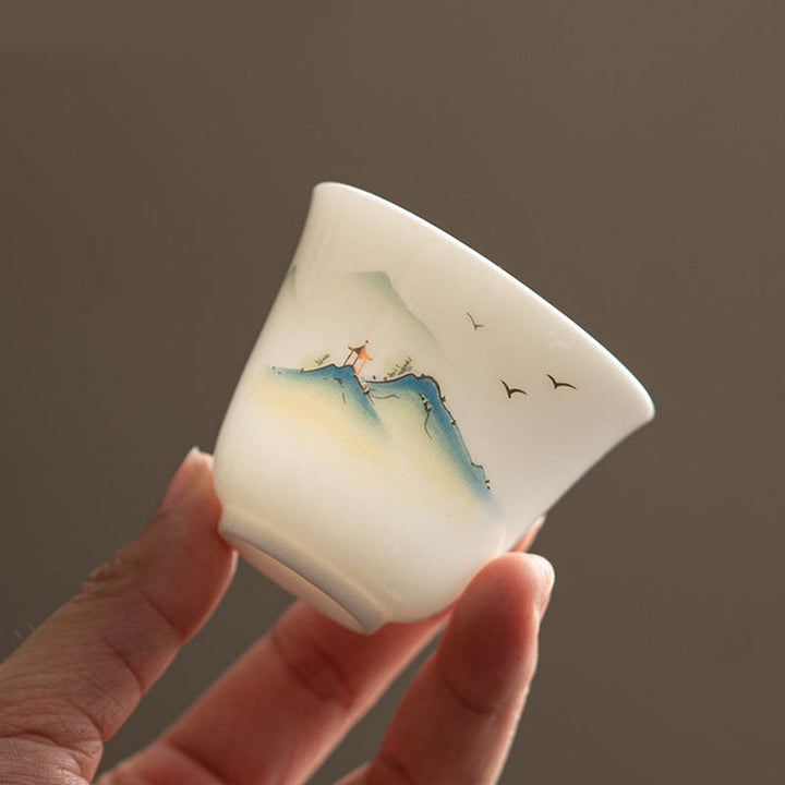 Buddha Stones Lotus Flower Leaf Mountain Pavilion Elk Peony Ceramic Teacup Kung Fu Tea Cup - image 4