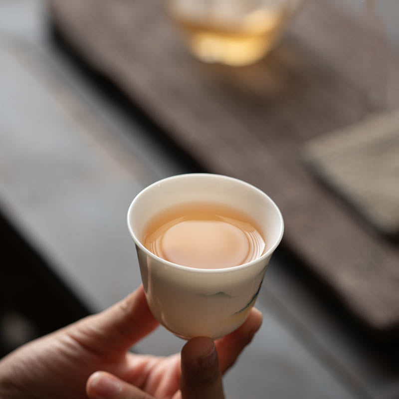 Buddha Stones Lotus Flower Leaf Mountain Pavilion Elk Peony Ceramic Teacup Kung Fu Tea Cup - image 9