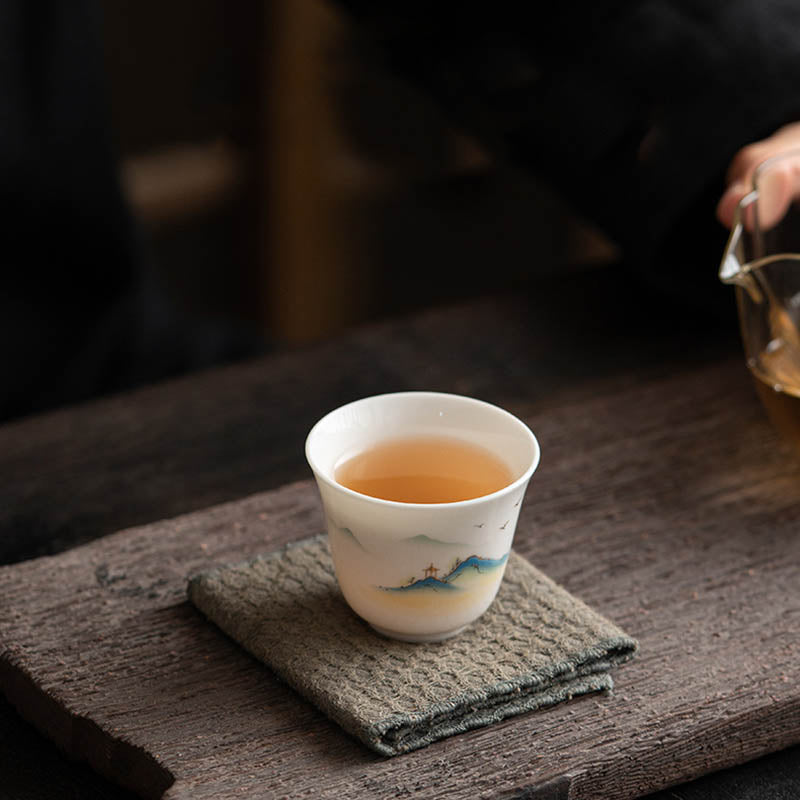 Buddha Stones Lotus Flower Leaf Mountain Pavilion Elk Peony Ceramic Teacup Kung Fu Tea Cup - image 8