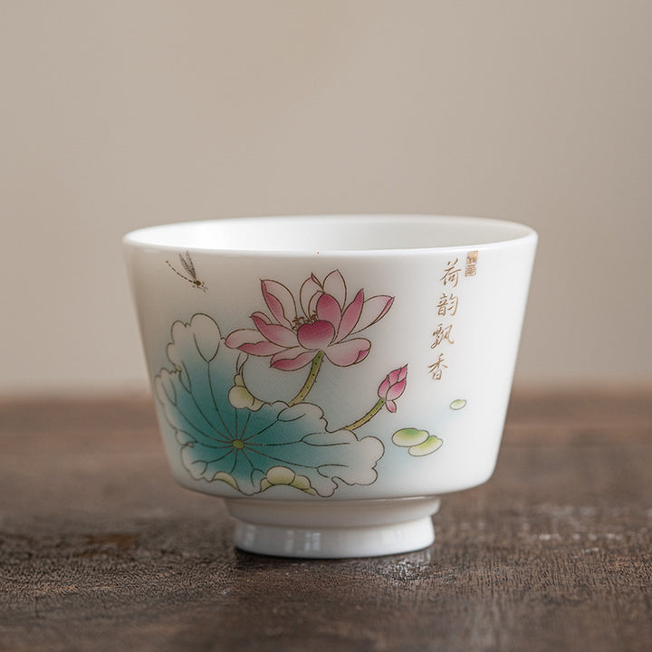Buddha Stones Lotus Flower Leaf Mountain Pavilion Elk Peony Ceramic Teacup Kung Fu Tea Cup - 5.7cm*7.3cm*100ml - Lotus Flower Leaf - image 17