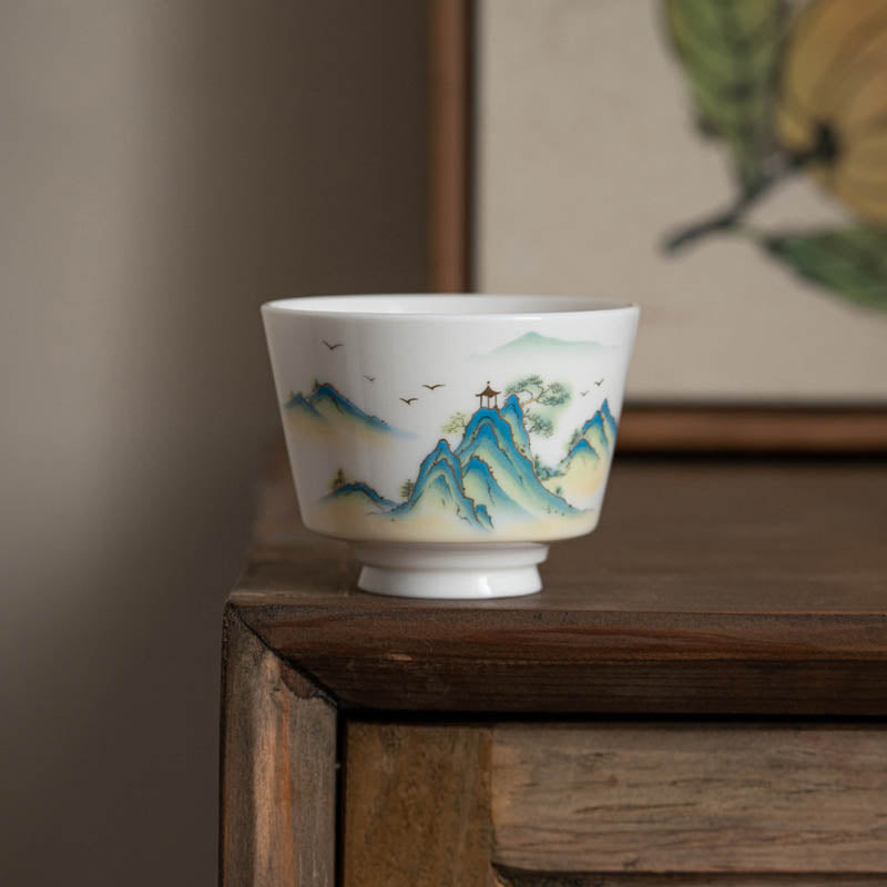 Buddha Stones Lotus Flower Leaf Mountain Pavilion Elk Peony Ceramic Teacup Kung Fu Tea Cup - image 23