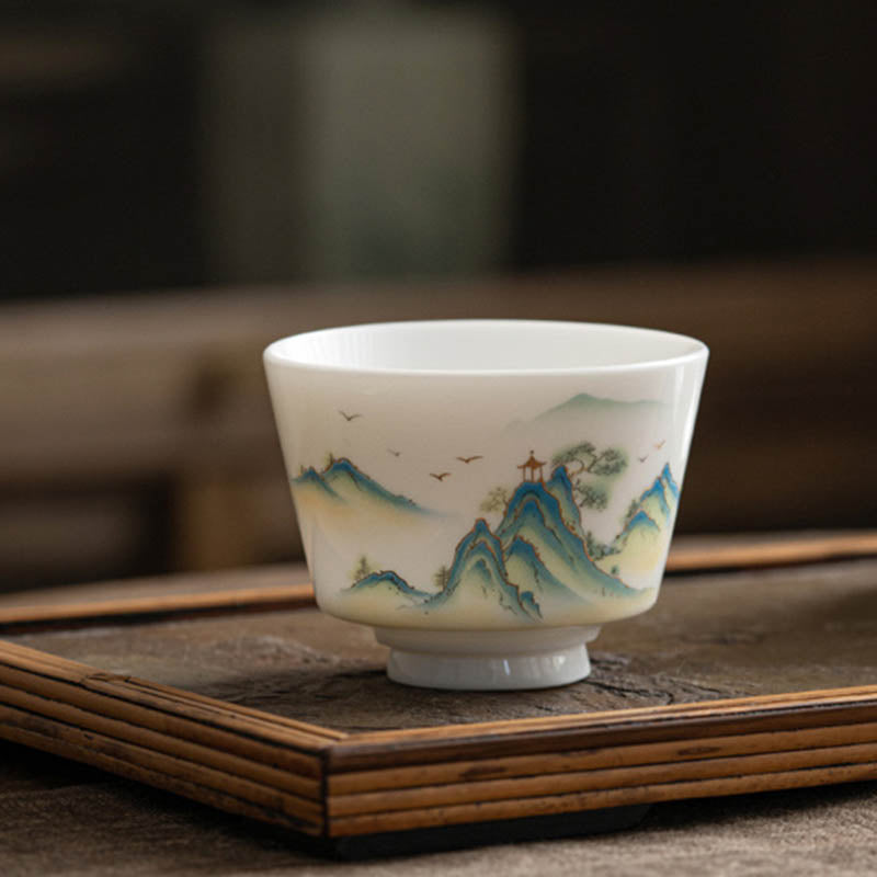 Buddha Stones Lotus Flower Leaf Mountain Pavilion Elk Peony Ceramic Teacup Kung Fu Tea Cup - image 20