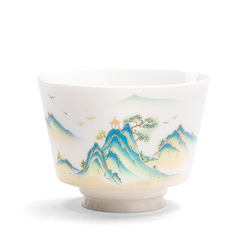 Buddha Stones Lotus Flower Leaf Mountain Pavilion Elk Peony Ceramic Teacup Kung Fu Tea Cup - image 27