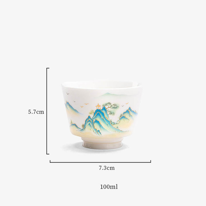 Buddha Stones Lotus Flower Leaf Mountain Pavilion Elk Peony Ceramic Teacup Kung Fu Tea Cup - image 28