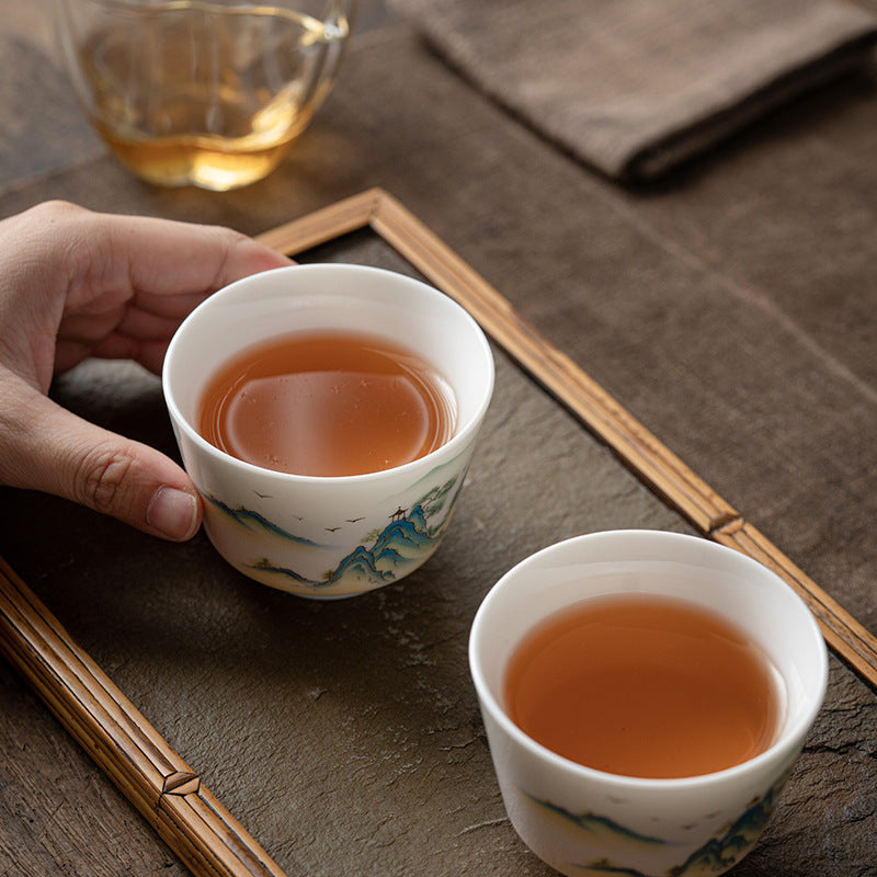 Buddha Stones Lotus Flower Leaf Mountain Pavilion Elk Peony Ceramic Teacup Kung Fu Tea Cup - image 25