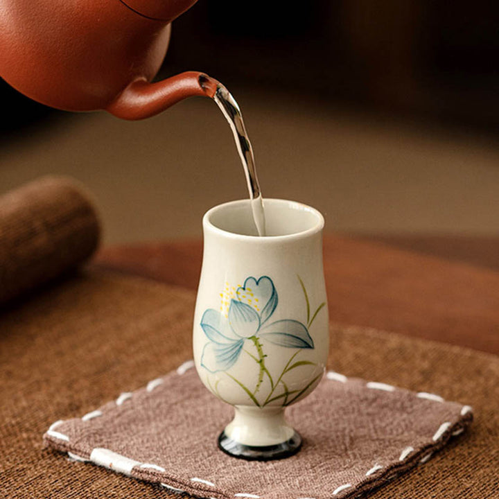 Buddha Stones Hand Painted Lotus Flower Ceramic Teacup Kung Fu Tea Cup - image 13