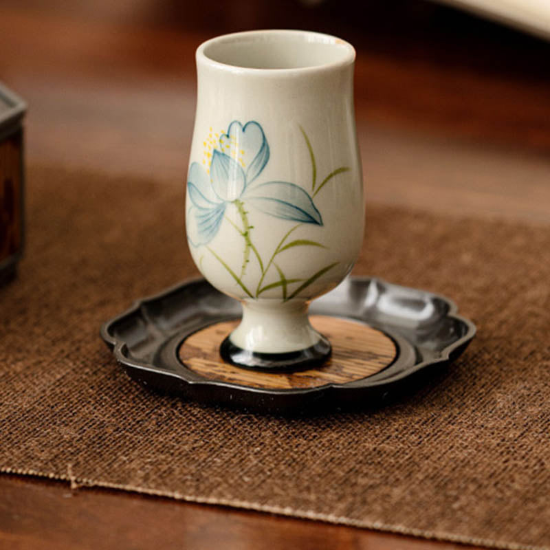Buddha Stones Hand Painted Lotus Flower Ceramic Teacup Kung Fu Tea Cup - image 10