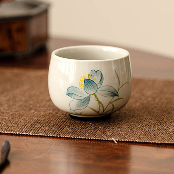Buddha Stones Hand Painted Lotus Flower Ceramic Teacup Kung Fu Tea Cup - image 8