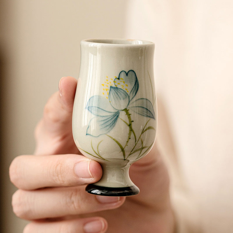 Buddha Stones Hand Painted Lotus Flower Ceramic Teacup Kung Fu Tea Cup - image 11