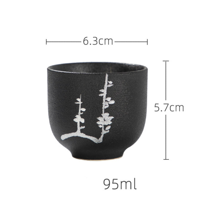 Buddha Stones Hand Painted Lotus Flower Bamboo Chrysanthemum Black Pottery Ceramic Teacup Kung Fu Tea Cup 95ml - image 7