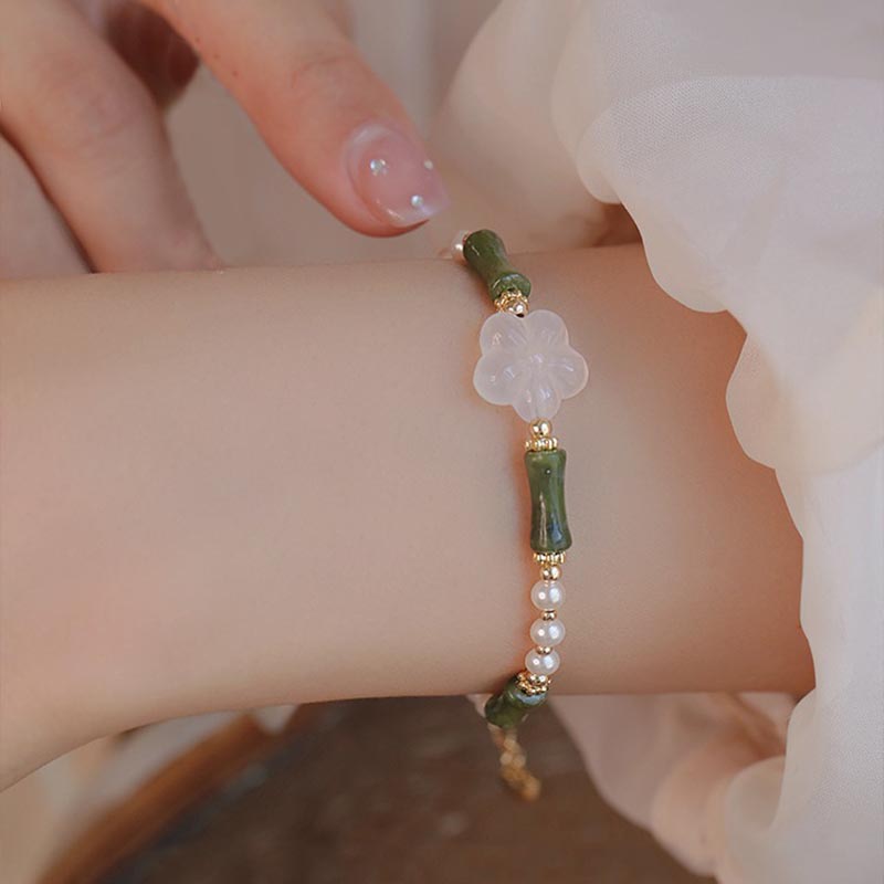 Buddha Stones Peridot Bamboo Flower Agate Pearl Peace Bracelet - Peridot(Love♥Loyalty)(Wrist Circumference 14-16cm) - image 0