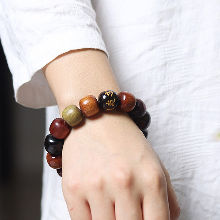 Buddha Stones Tibet Various Wood Om Mani Padme Hum Purity Bracelet - image 7