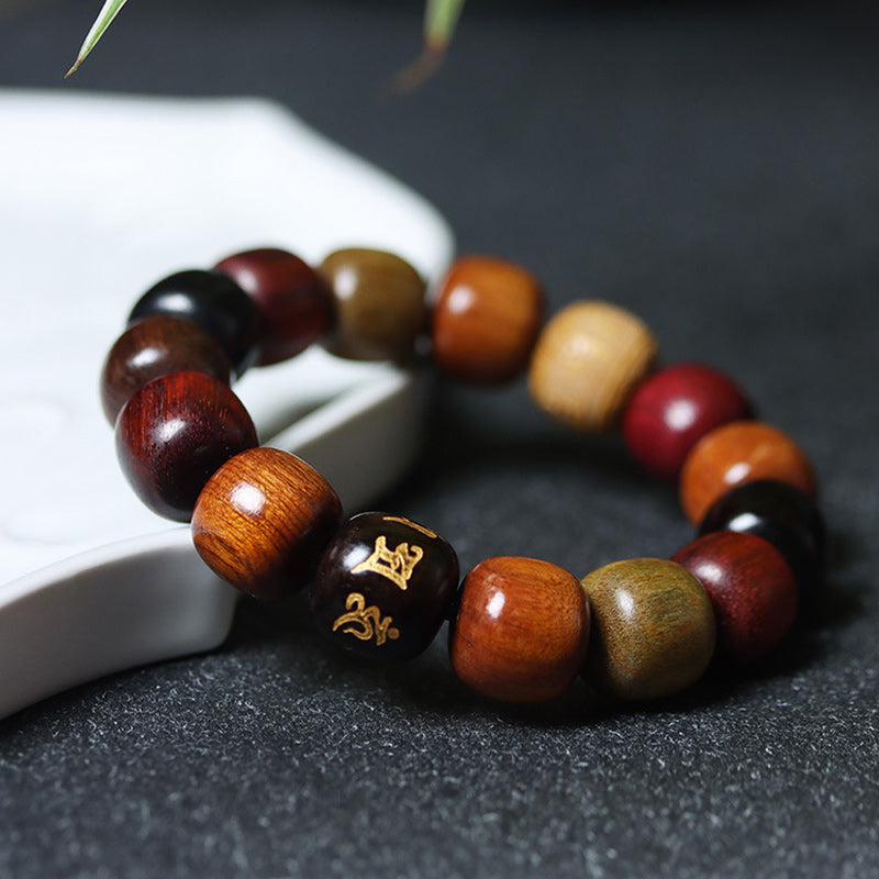 Buddha Stones Tibet Various Wood Om Mani Padme Hum Purity Bracelet - image 1