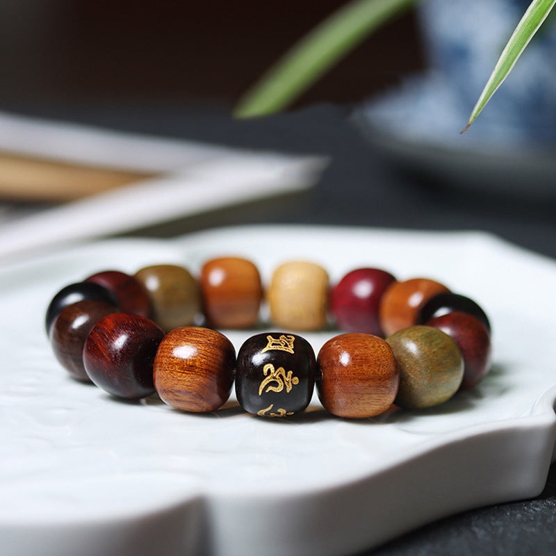 Buddha Stones Tibet Various Wood Om Mani Padme Hum Purity Bracelet - Ebony Wood(Balance ♥Calm)(Wrist Circumference 14-16cm) - image 0
