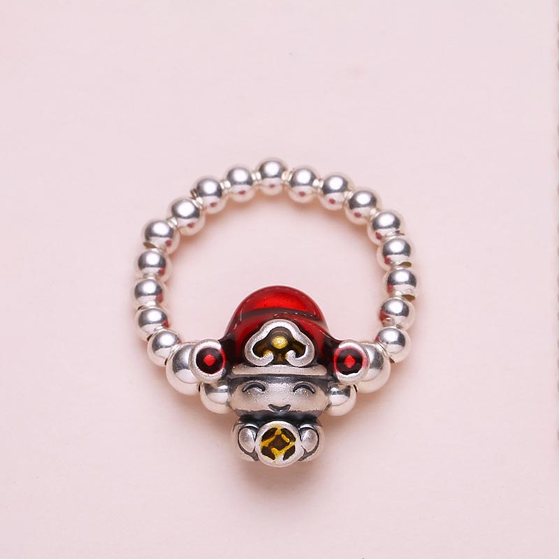 Buddha Stones 925 Sterling Silver God Of Wealth Copper Coin Design Protection Ring - image 1