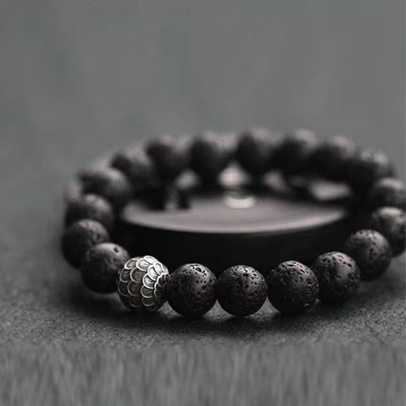 Buddha Stones Lava Rock Fish Scales Bead Healing Bracelet - image 3