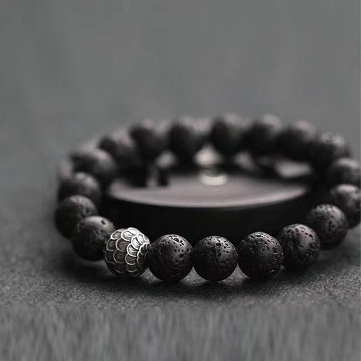 Buddha Stones Lava Rock Fish Scales Bead Healing Bracelet - image 3