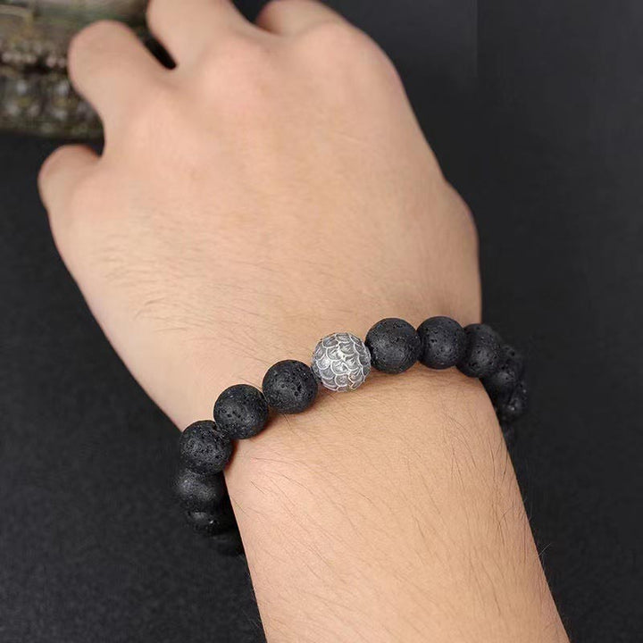 Buddha Stones Lava Rock Fish Scales Bead Healing Bracelet - image 6