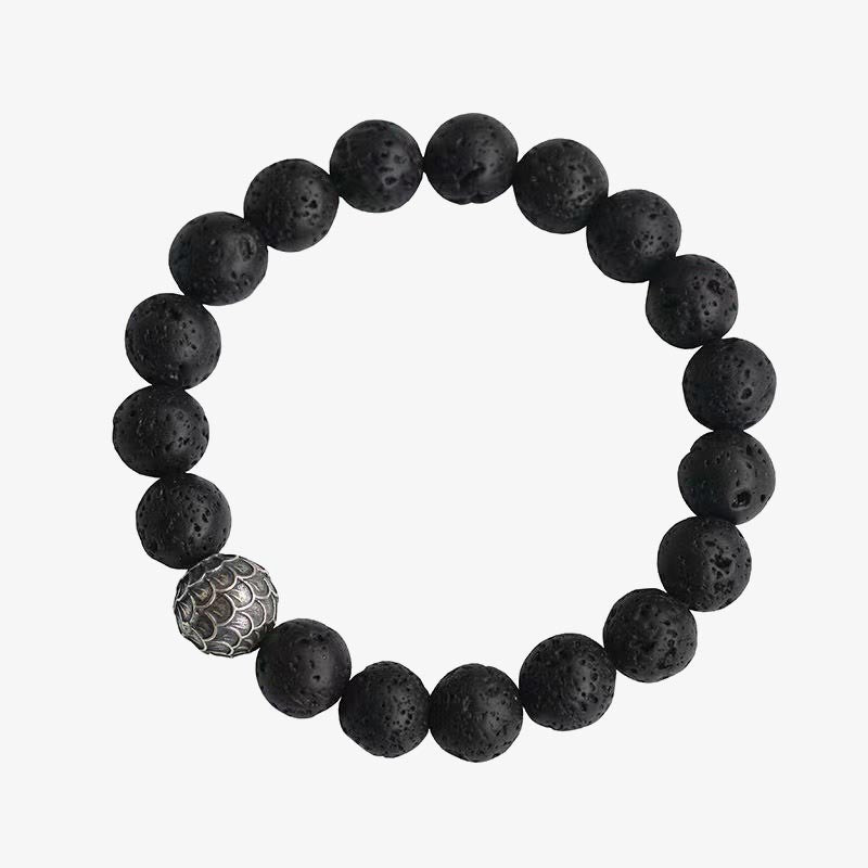 Buddha Stones Lava Rock Fish Scales Bead Healing Bracelet - image 7