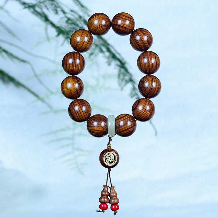 Buddha Stones Rosewood Warmth Calm Gourd Charm Bracelet - image 3