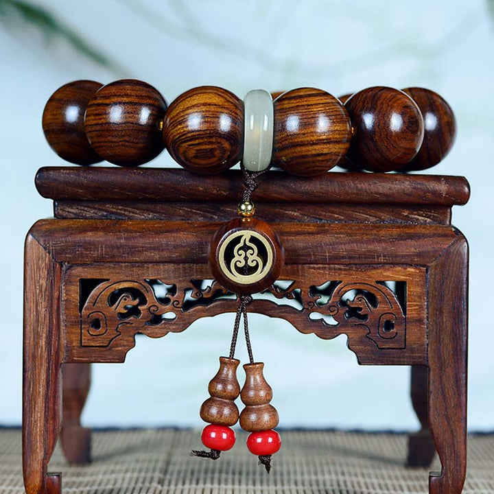 Buddha Stones Rosewood Warmth Calm Gourd Charm Bracelet - image 2