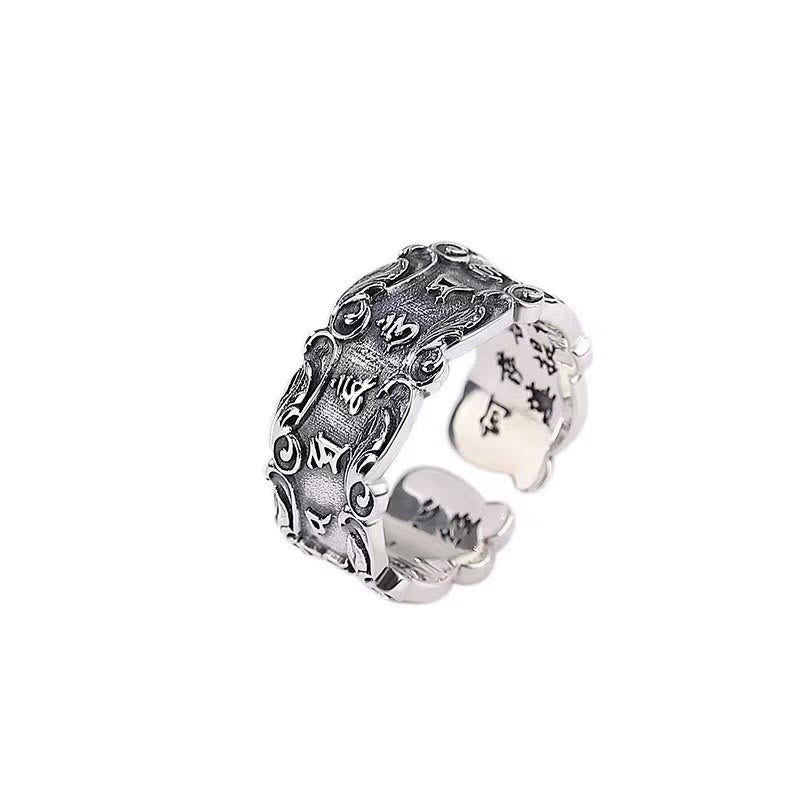 Buddha Stones Tibetan Om Mani Padme Hum Design Peace Adjustable Ring - image 4
