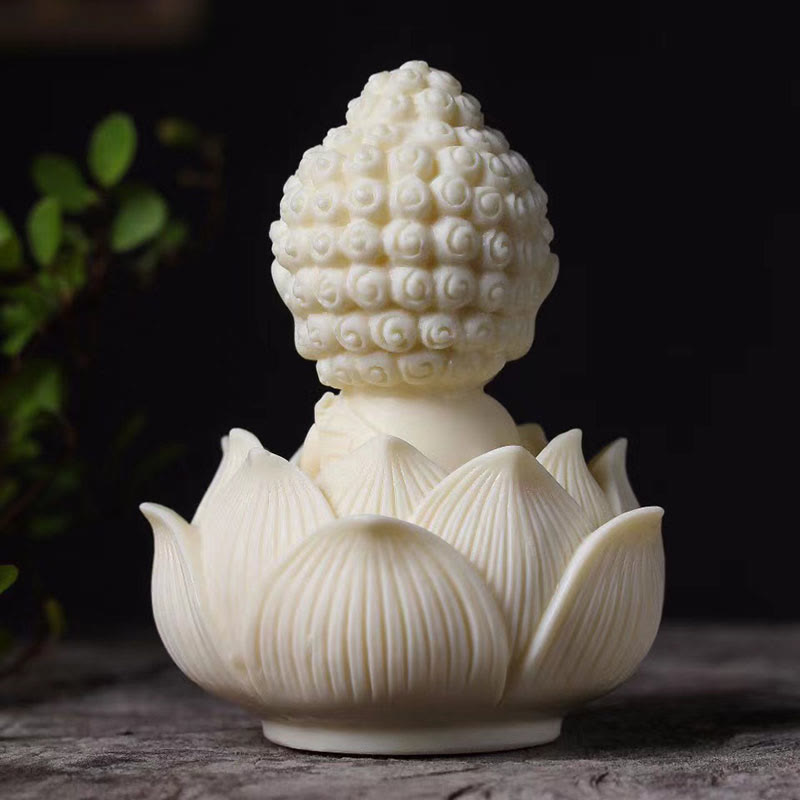 Buddha Stones Mini Ivory Fruit Tathagata Buddha Lotus Kwan Yin Avalokitesvara Manjusri Samantabhadra Serenity Desk Decoration - image 2