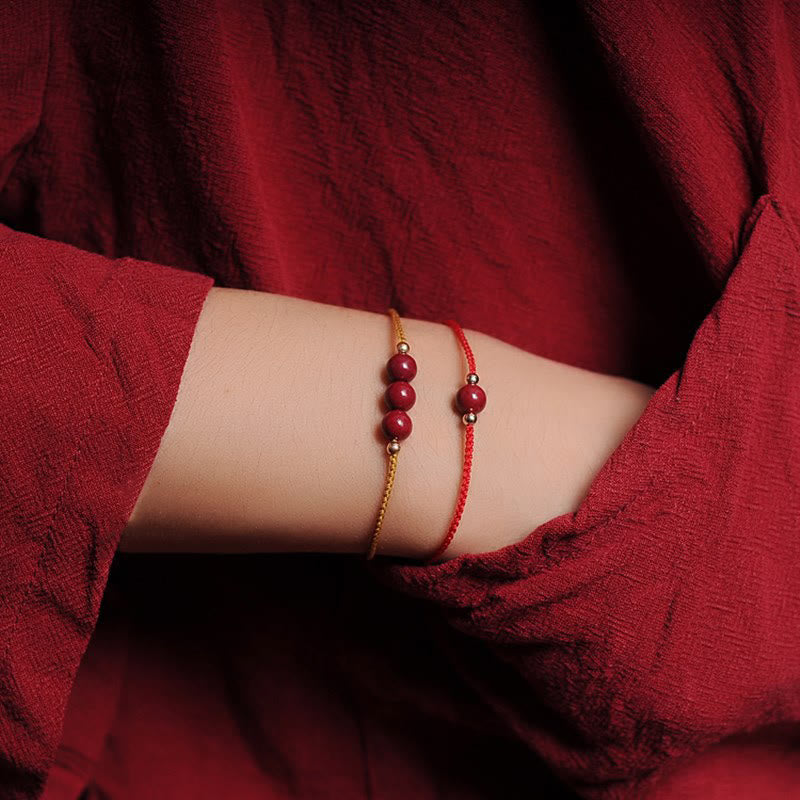 Buddha Stones 14K Gold Plated Natural Cinnabar Blessing String Braided Bracelet - image 16