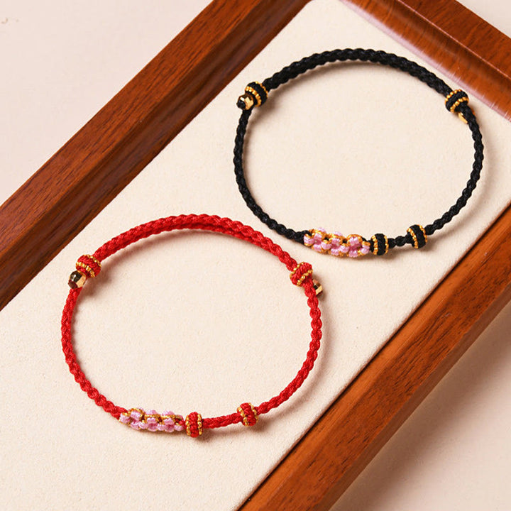 Buddha Stones Handmade Peach Blossom Protection Braided Rope Bracelet - image 20