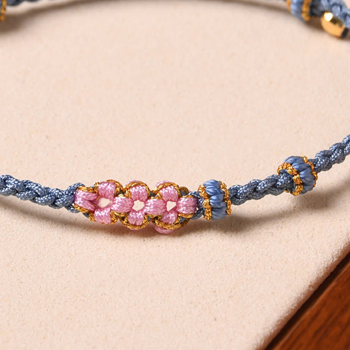 Buddha Stones Handmade Peach Blossom Protection Braided Rope Bracelet - image 16