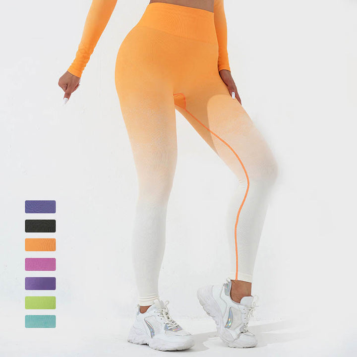 Buddha Stones Gradient Long Sleeve Crop Top Tee Bra Leggings Pants Fitness Yoga Outfit - image 24