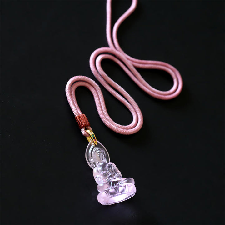 Buddha Stones Blue Tathagata Buddha Medicine Buddha Liuli Crystal Serenity Amulet Necklace Pendant - image 20