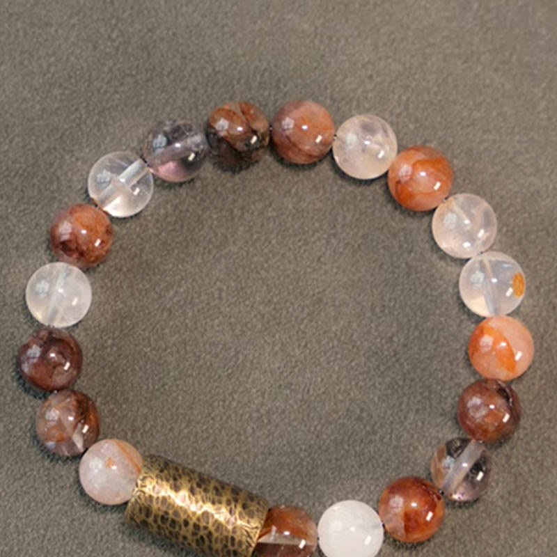 Buddha Stones White Crystal Red Hematoid Quartz Gold Rutilated Quartz Purple Phantom Protection Bracelet - image 11