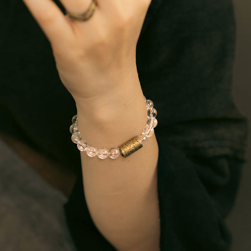 Buddha Stones White Crystal Red Hematoid Quartz Gold Rutilated Quartz Purple Phantom Protection Bracelet - image 7