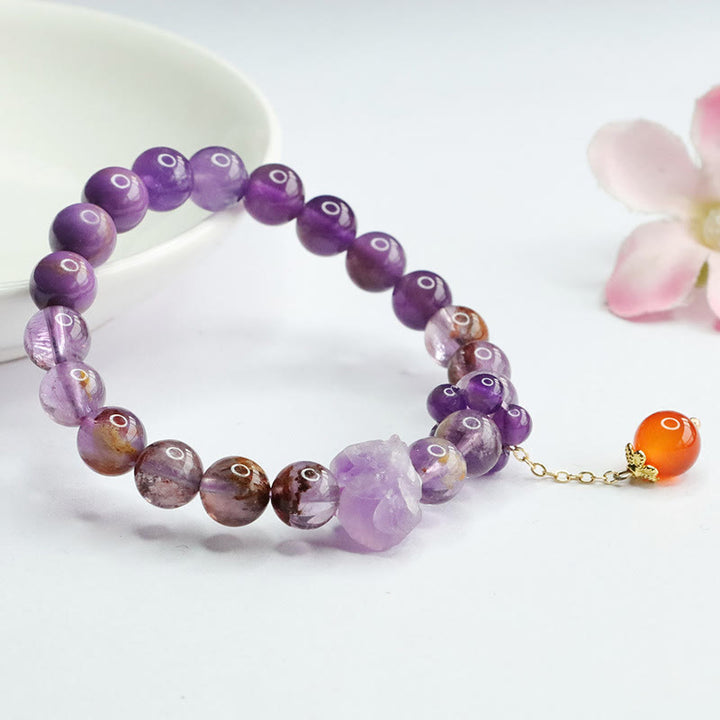 Buddha Stones Natural Amethyst Purple Phantom Gemstone Spiritual Awareness Bracelet - image 4