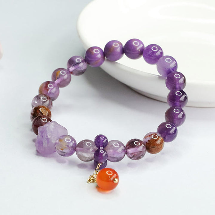 Buddha Stones Natural Amethyst Purple Phantom Gemstone Spiritual Awareness Bracelet - image 3